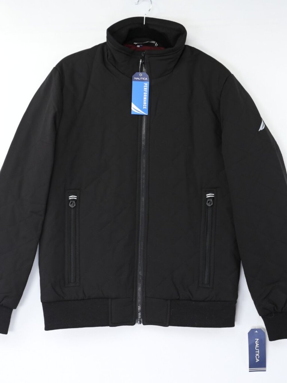 Nautica Bomber Jacket Performance Stretch Water Resistant Black